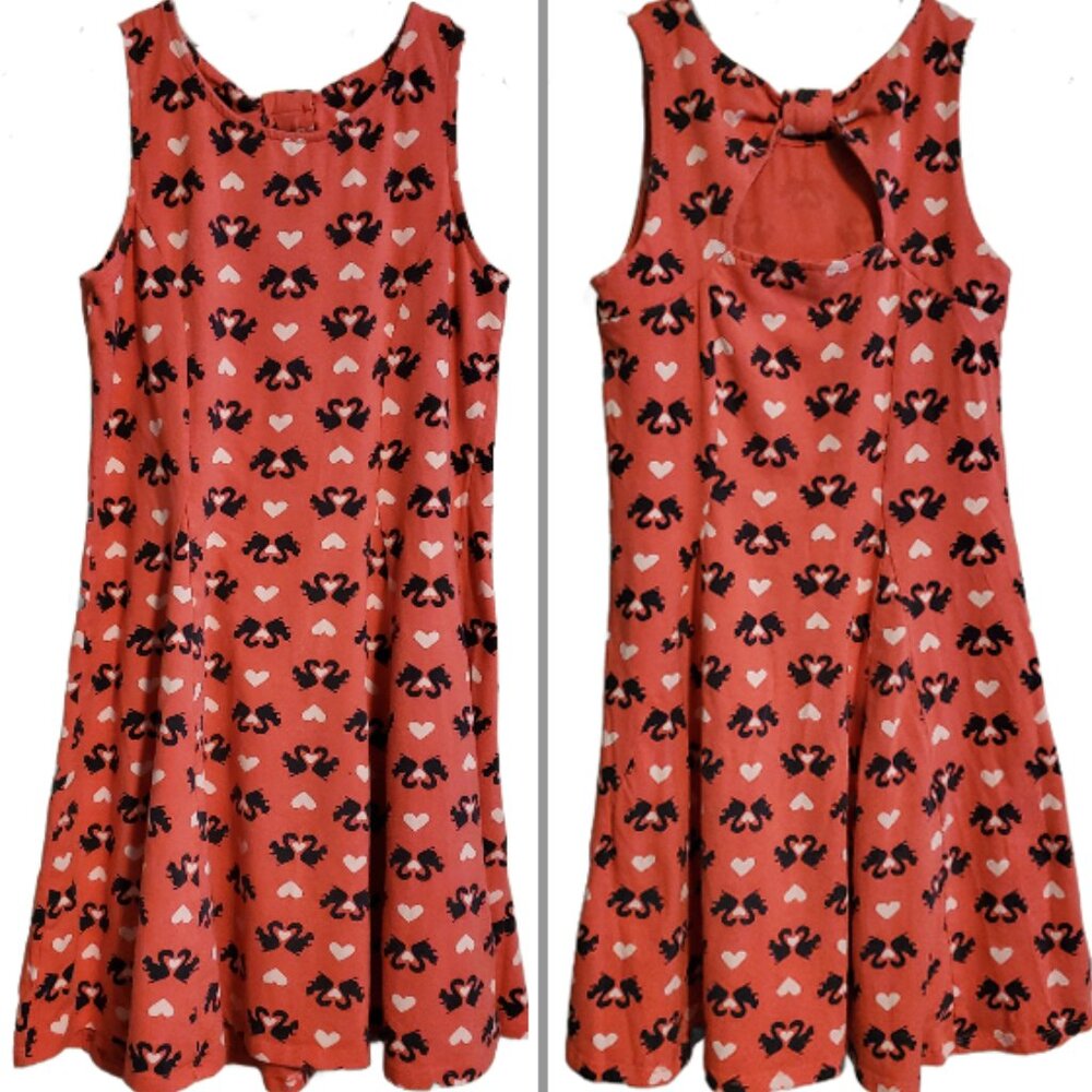 Arizona Girls Pink Plaid With White/Black Love Print Dress Comfort Size 14 L💕